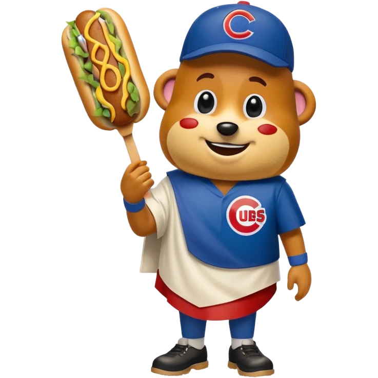 Corndog dressed like a cub fan emoji