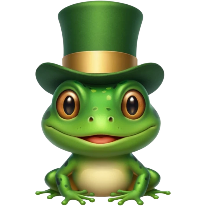 Frog in Green Top Hat – cheerful frog with shiny emerald top hat. emoji