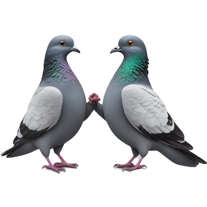 two pigeons giving handshake  emoji
