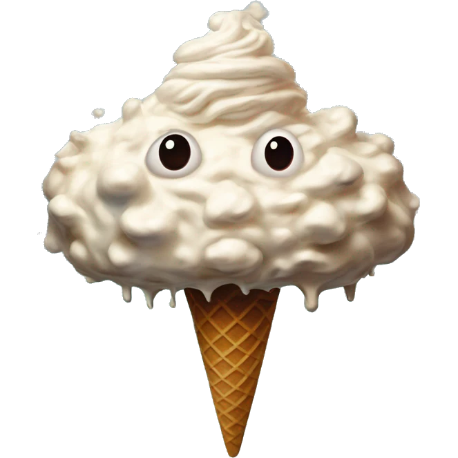 Ice cream nuclear mushroom cloud in Uncle Scrooge style, oil paint, mysterious eyes, intricate lips, masterpiece pose, odd perspective, beautiful, desirable, logical emoji