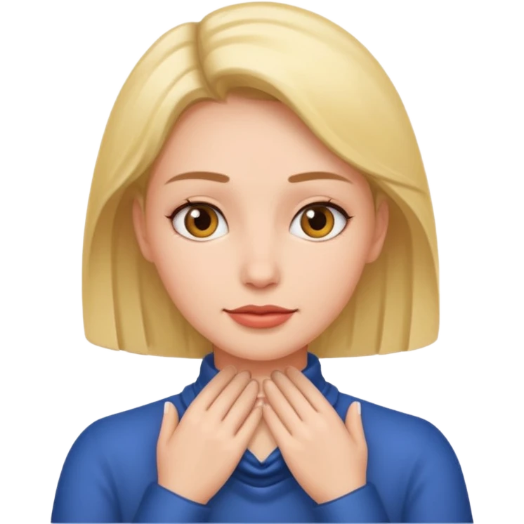 woman with both hands around neck emoji