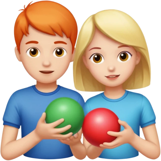 Naked boy and girl with balls and Virgina  emoji