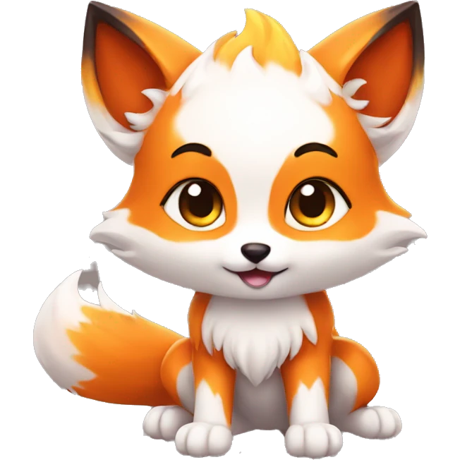 fantasy fire fox cute kawaii emoji