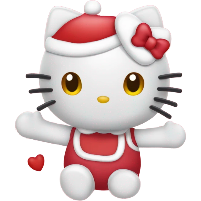 hello kitty with hearts around her, christmas emoji