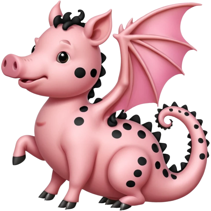 A pink pink with spots and a curly tail riding a dragon emoji