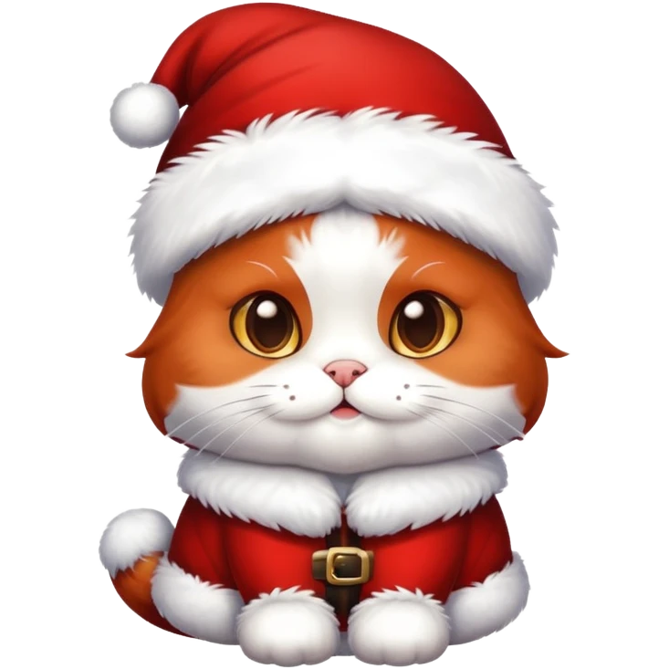 chat multicouleur avec un deguisement de pere noel emoji