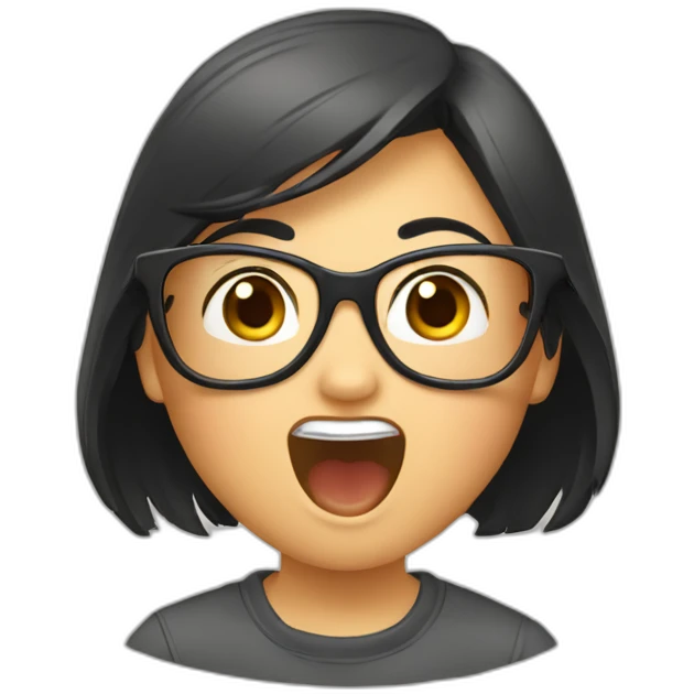 buck-toothede\ asian girl surprised glasses emoji
