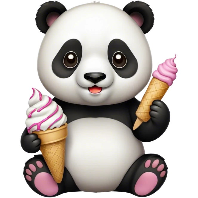 Panda eating ice cream emoji