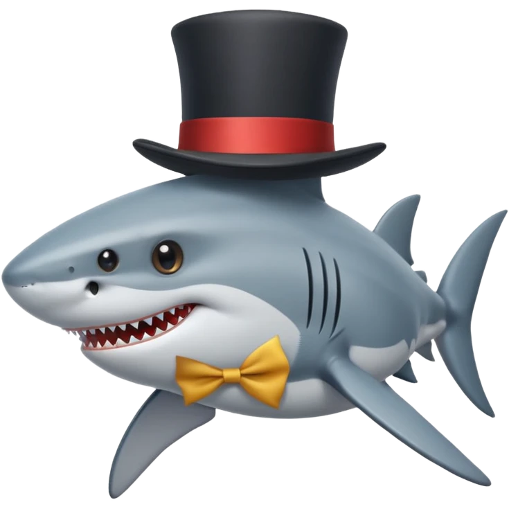 Shark with a top hat emoji
