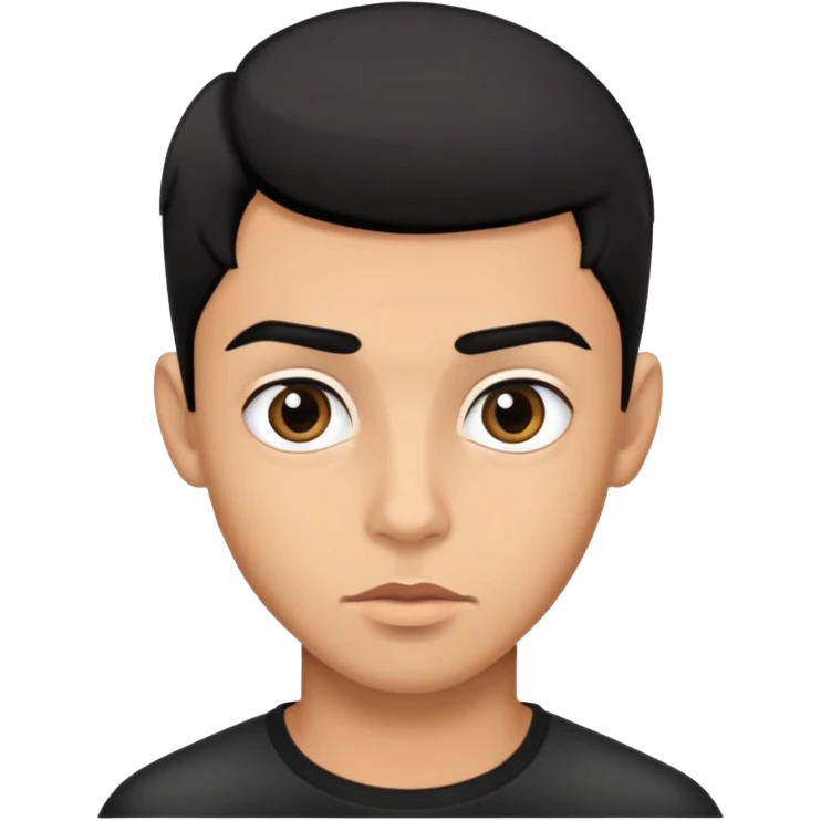young man with modern black haircut, big eyes, medium lips, big eyebrows emoji