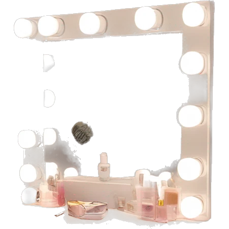 Vanity table with square led light mirror emoji