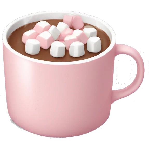 Light Pink mug of hot chocolate with marshmallows  emoji