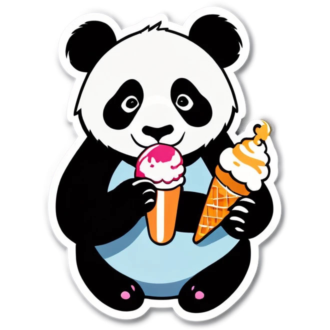 Panda eating ice cream emoji