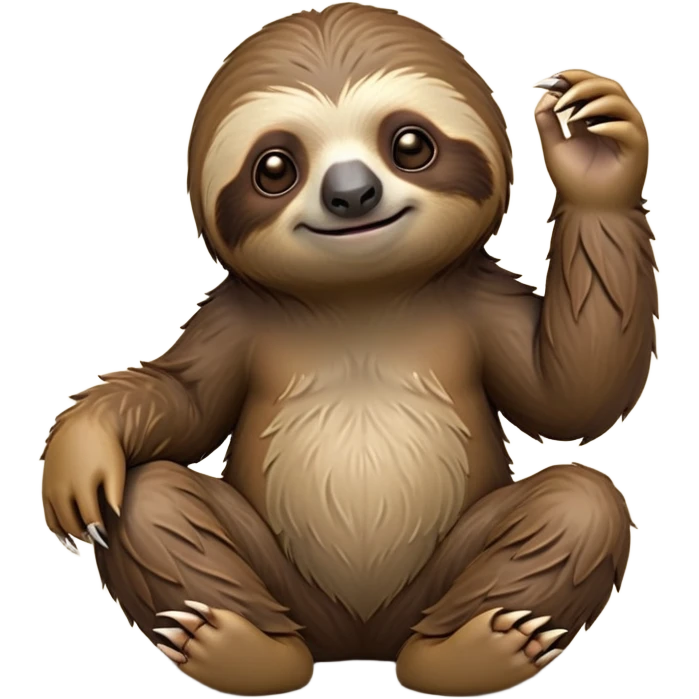 cinematic-sloth-realistic-full-body-sitting-emoji,-long-curved-claws-clinging,-thick-shaggy-brown-fur-slightly-ruffled,-head-tilted-dramatically,-slow-blinking-eyes-filled-with-serene-wisdom,-simplified-yet-realistic-focused-features,-highly-detailed,-glowing-with-an-almost-sarcastic-glow emoji