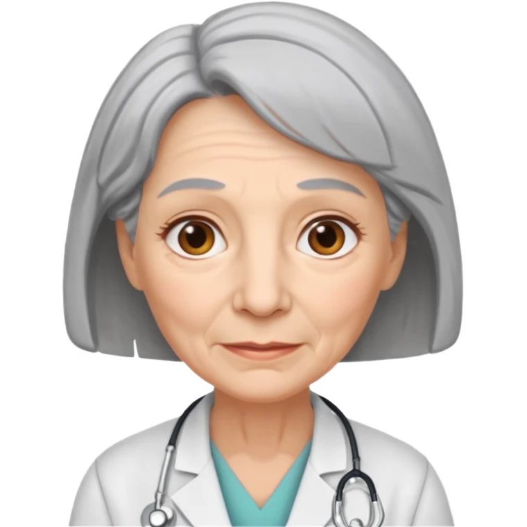 older obstetrician female emoji grey hair wrinkles emoji