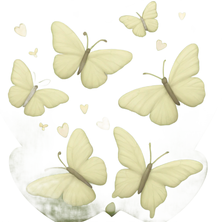 Khaki green heart with butterflies  emoji