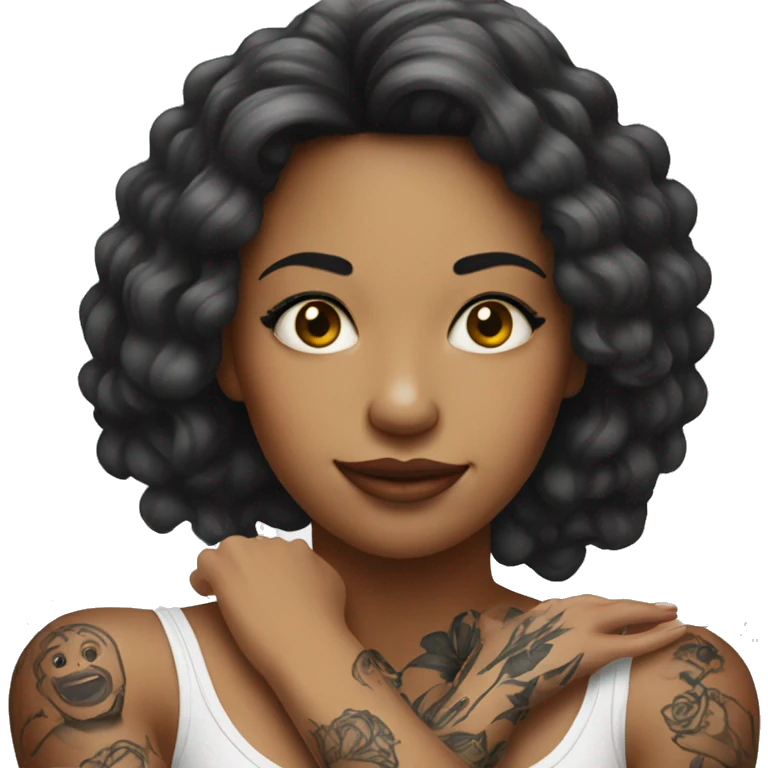 Woman getting tattoo on arm emoji