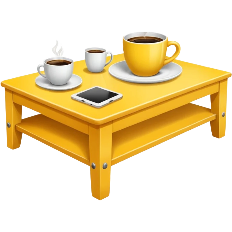 yellow coffe table, coffee on top
 emoji