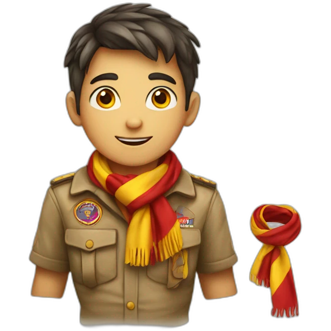 A scout boy with a knotted red and yellow scarf emoji