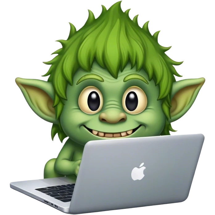 Little green troll on a laptop emoji