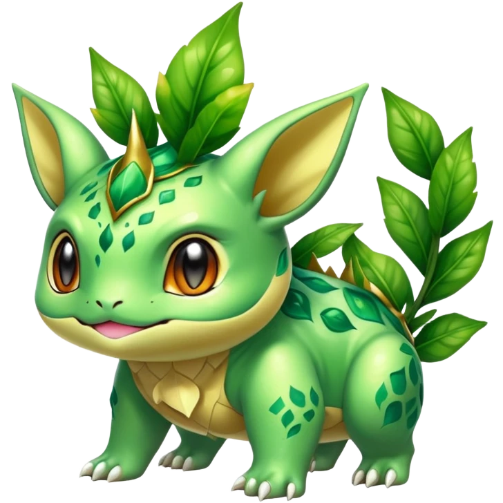Shiny Exotic Bulbasaur-Leafeon-Bayleaf-Hybrid-Creature emoji