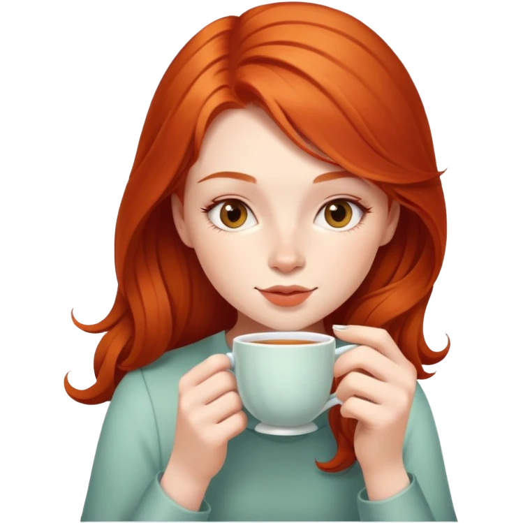 Girl redhead sipping tea emoji