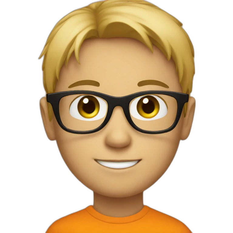 boy in black glasses on orange picture emoji