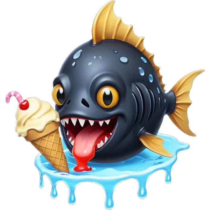Angler fish in Jack in the box eating ice cream emoji
