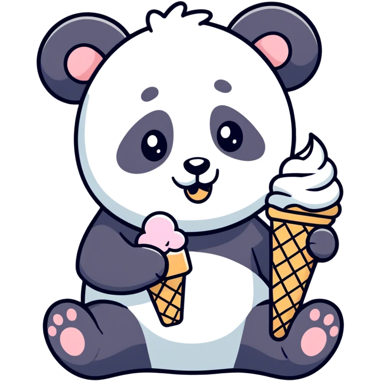 Panda eating ice cream emoji