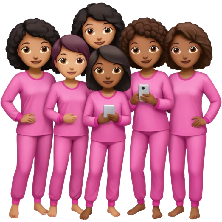 group of black women in pink pajamas emoji