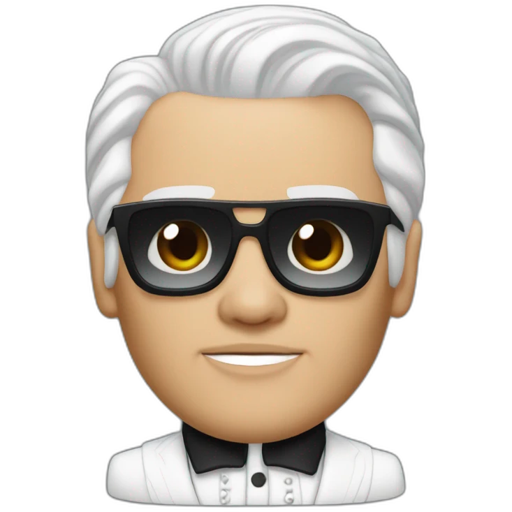 Karl Lagerfeld with a ponytail emoji