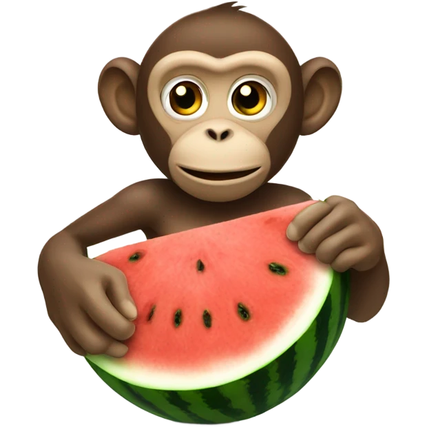 A monkey holding a watermelon  emoji