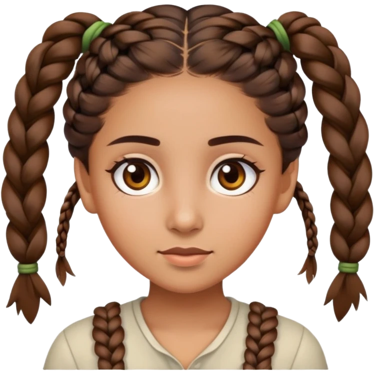 girl with brown eyes, olive complexion, brown hair in braids emoji