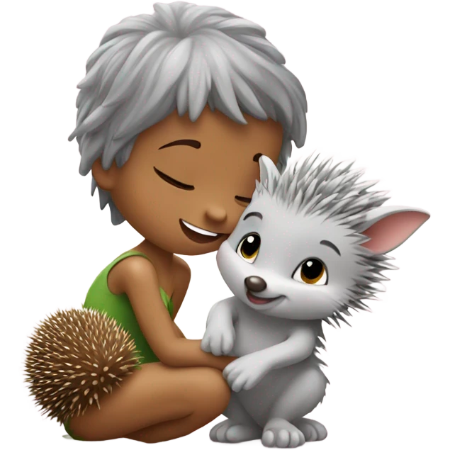 Tinker Bell hugs a hedgehog emoji