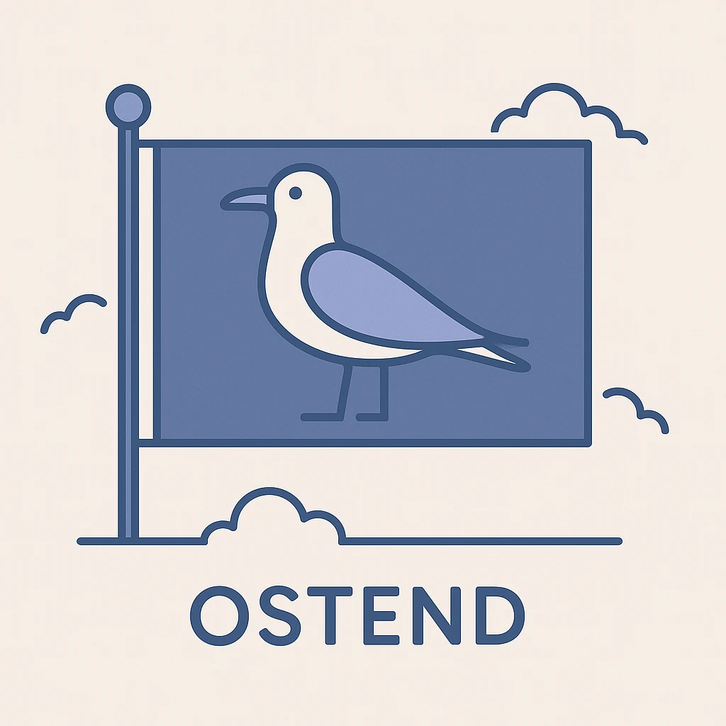 the flag of Ostend, Belgium, clean flat style emoji