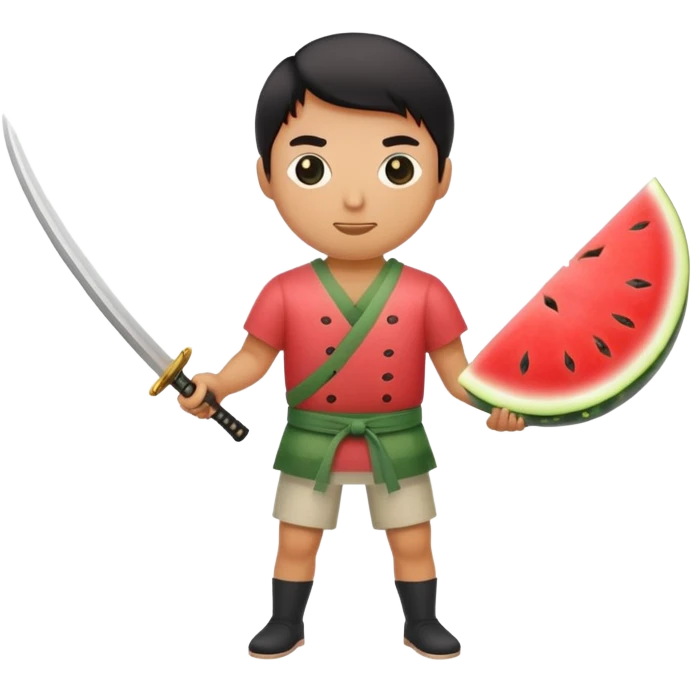 katana cuts a watermelon emoji