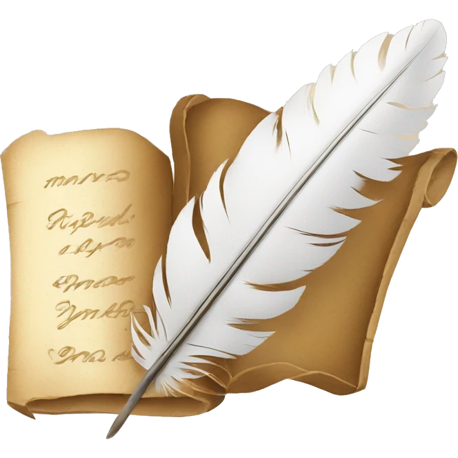 a feather quill and an open SCROLL emoji