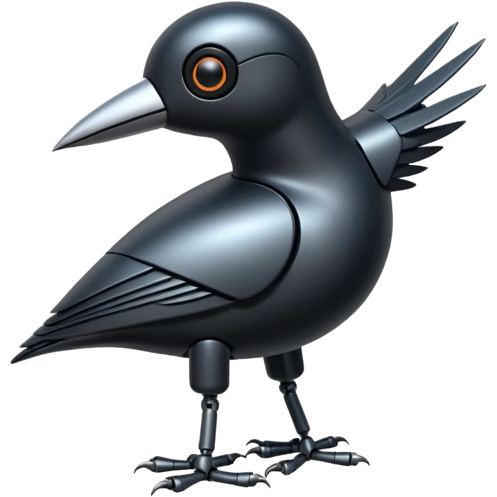 black robotic bird emoji