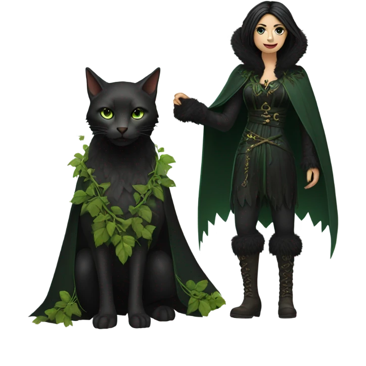 the morrigan dark version green man vines style furr robe stylish boots emoji
