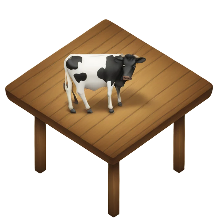 Table with cow on top emoji
