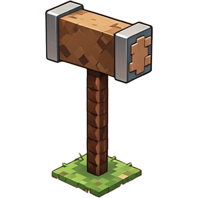 ban hammer , minecraft theme, so pixelated but good quality emoji