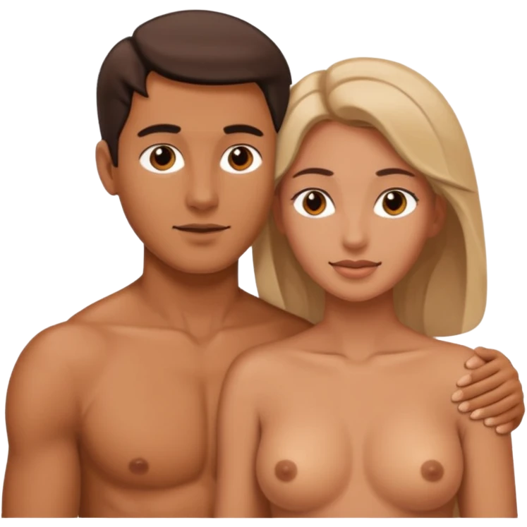 a naked man and a naked woman doing sex emoji