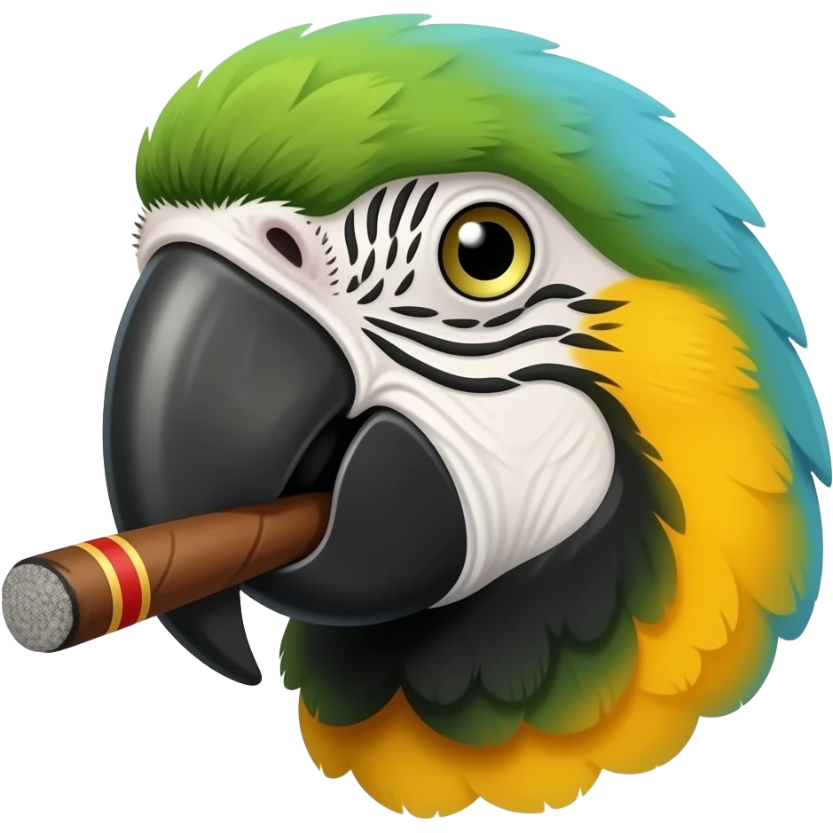 Parrot head smoke cigar emoji