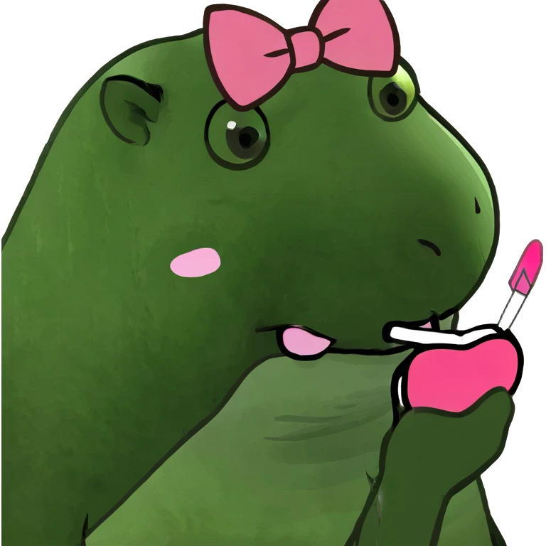 Capybara putting on lip gloss emoji