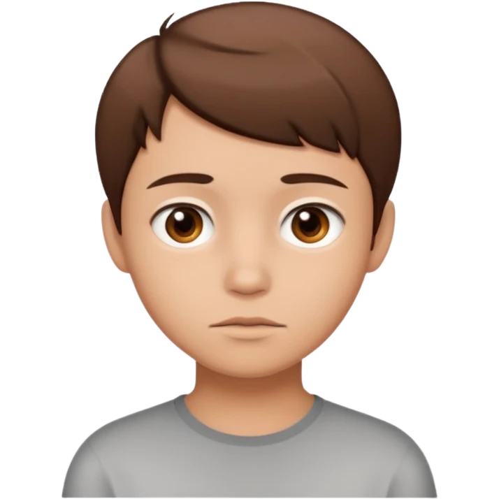 cartoon face of a young person with short brown hair and blank expression emoji