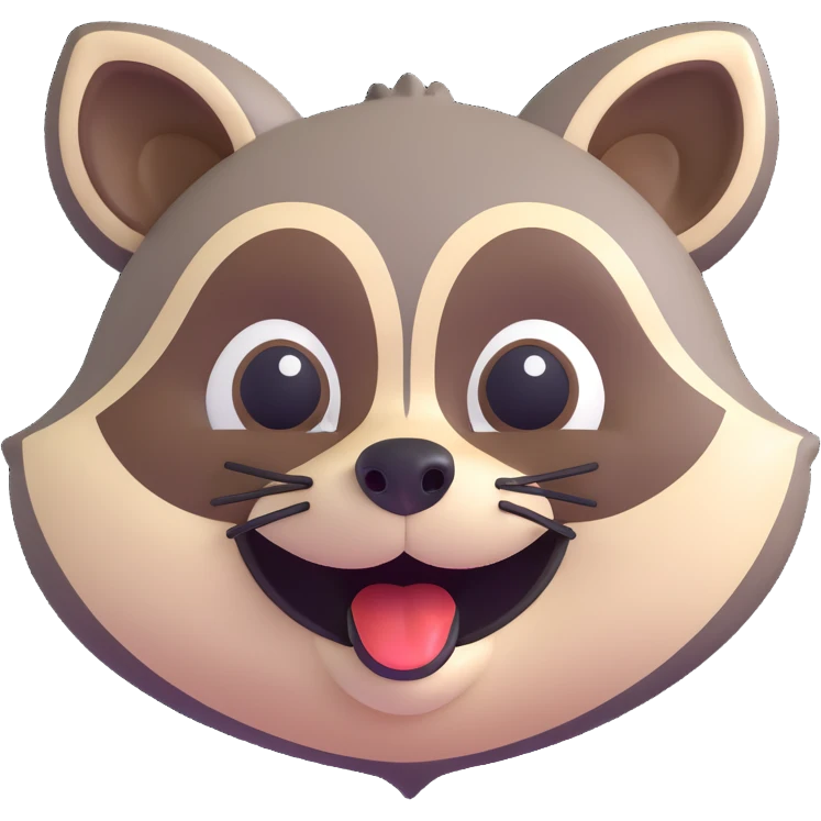 mischievous raccoon winking, 3D emoji style emoji