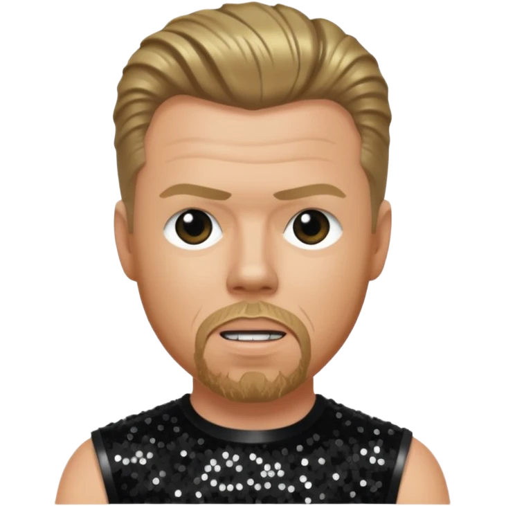 James Hetfield with dark blonde hair, black sequin outfit  emoji