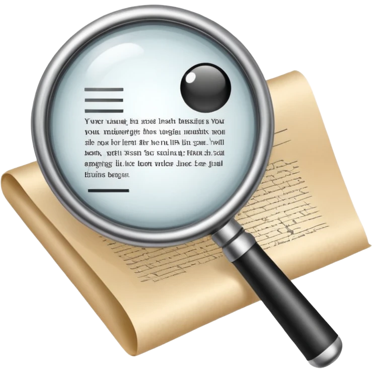  lente di ingrandimento esame foglio con scritte emoji