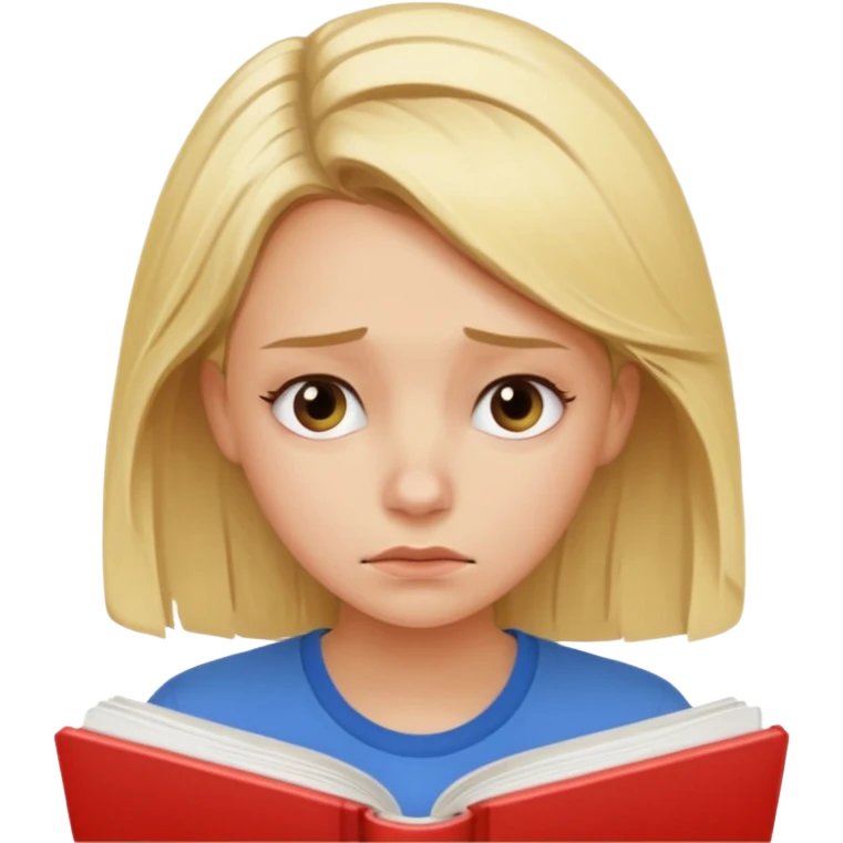 Create a blonde girls that is stressed because of studying. emoji