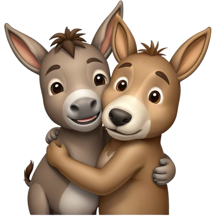 Donkey hugs a dog emoji